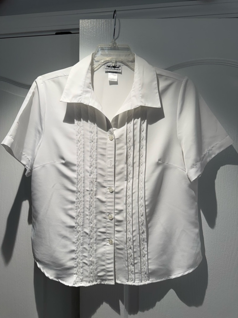 Anthony Richards White Short-Sleeve Button Front Blouse